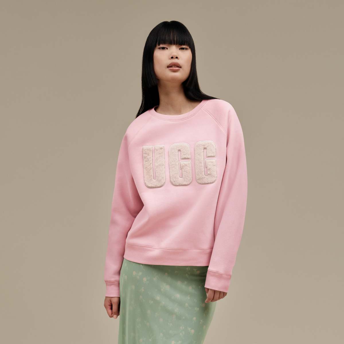 Ugg fuzzy logo crewneck sweatshirt clearance